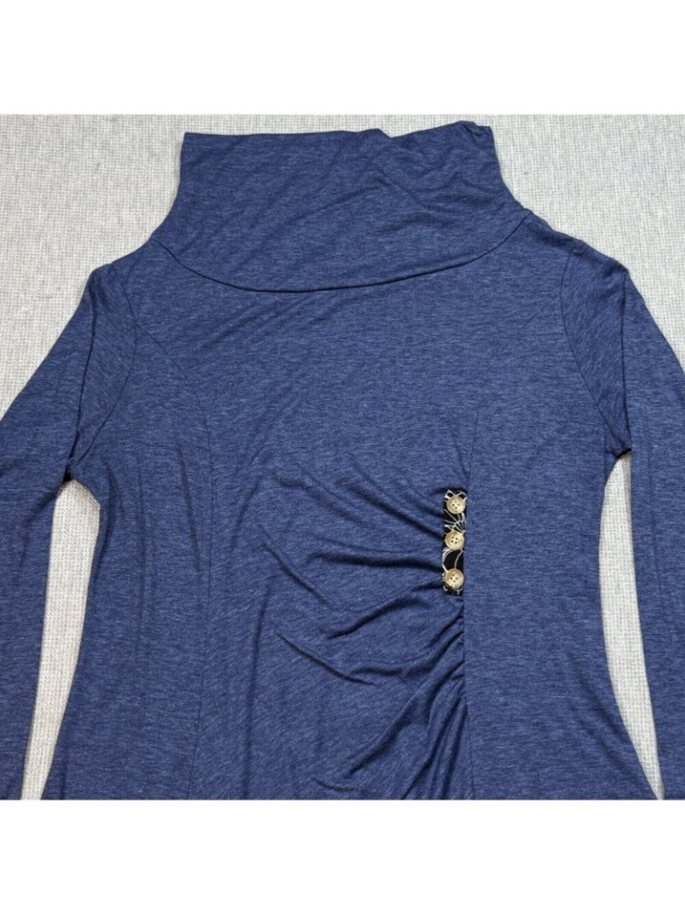 Rosegal Dress Asymmetrical Size 4X 22 Blue Heather Lace Trim Hem Long Sleeve - Picture 5 of 15